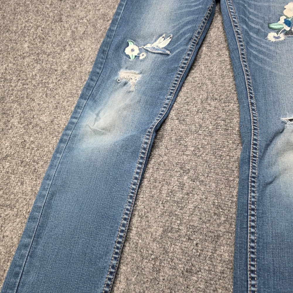 Levi's 711 Skinny‎ Jeans Girls Size 12 Reg Blue Distressed Floral Hummingbird - Picture 10 of 12